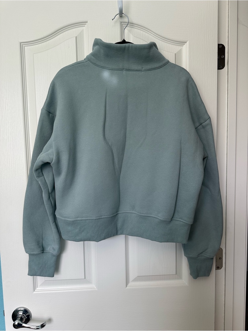 Efan Cropped Half-Zip Pullover Hoodie -teal Green - Picture 2 of 2